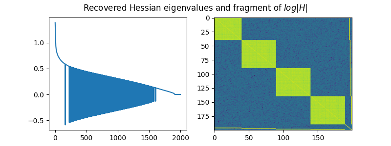 Recovered Hessian eigenvalues and fragment of $log |H|$