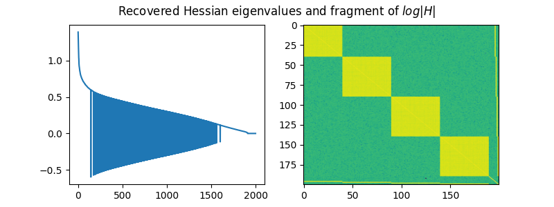 Recovered Hessian eigenvalues and fragment of $log |H|$